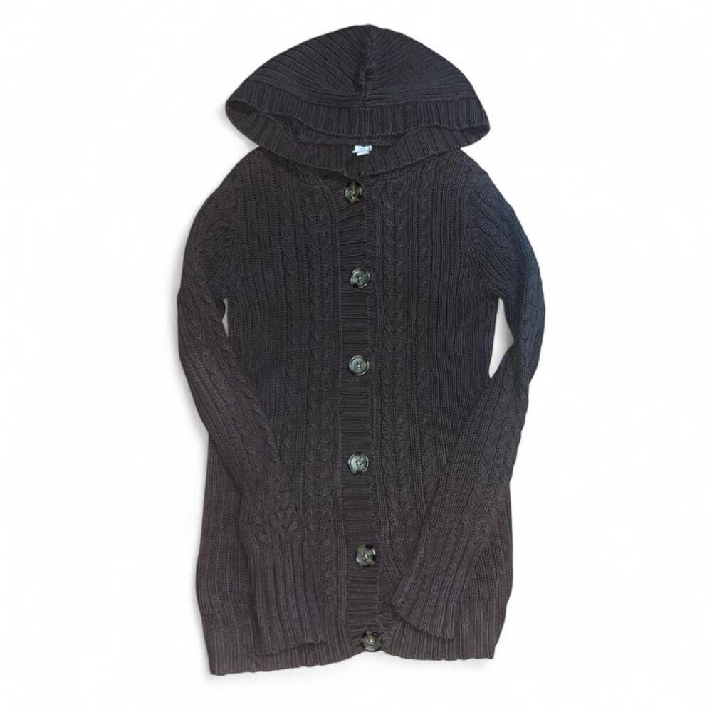 Vintage 2007 Gap Women's Brown Cable Knit Cardigan Sweater with Hood SZ S